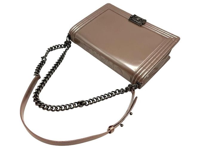 Boy Chanel Borsa a spalla grande con pattina in vernice rosa - vista 6