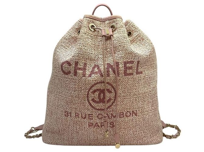 Chanel Zaino a secchiello con coulisse Deauville rosa - vista 2