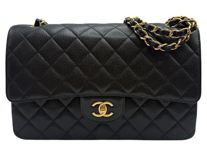 Chanel Borsa flap classica grande in caviale con chip integrato nera Nero - vista 2