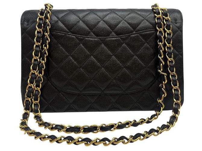 Chanel Borsa flap classica grande in caviale con chip integrato nera Nero - vista 4