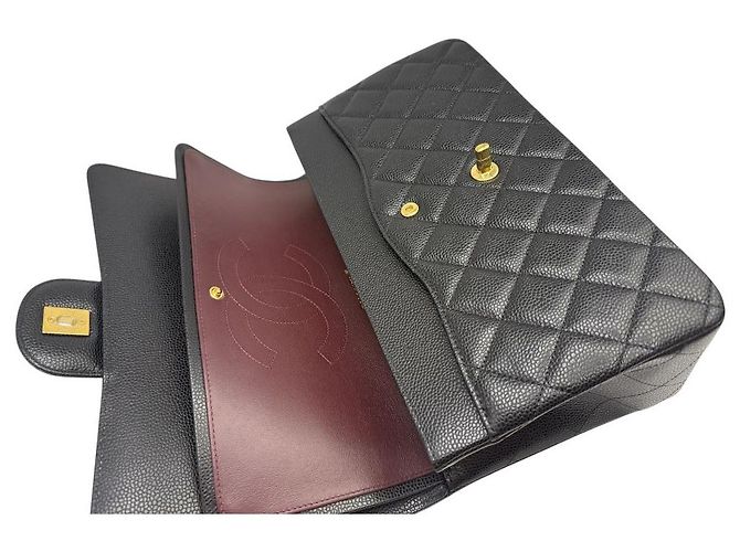 Chanel Borsa flap classica grande in caviale con chip integrato nera Nero - vista 8