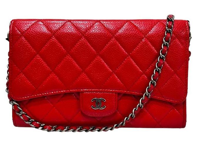Chanel Damentasche Caviar Flap WOC aus antikem Stahlrot - Ansicht 2