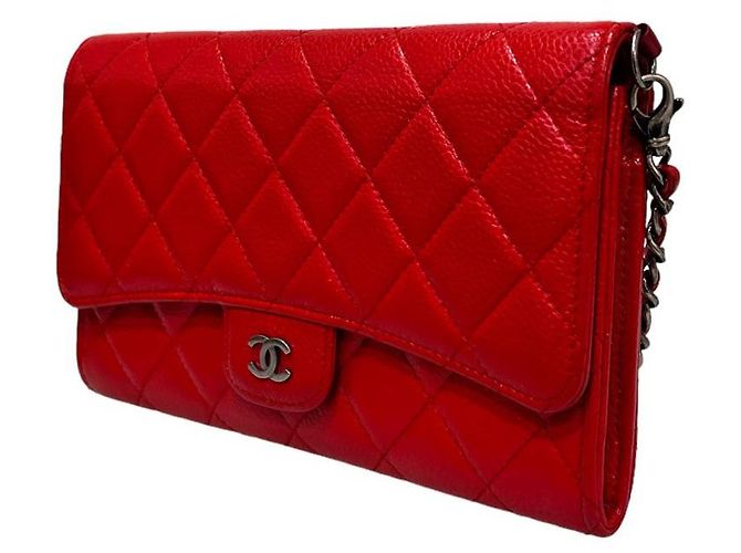 Chanel Damentasche Caviar Flap WOC aus antikem Stahlrot - Ansicht 3