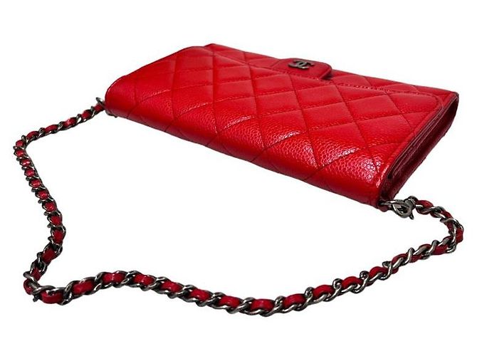 Chanel Damentasche Caviar Flap WOC aus antikem Stahlrot - Ansicht 4
