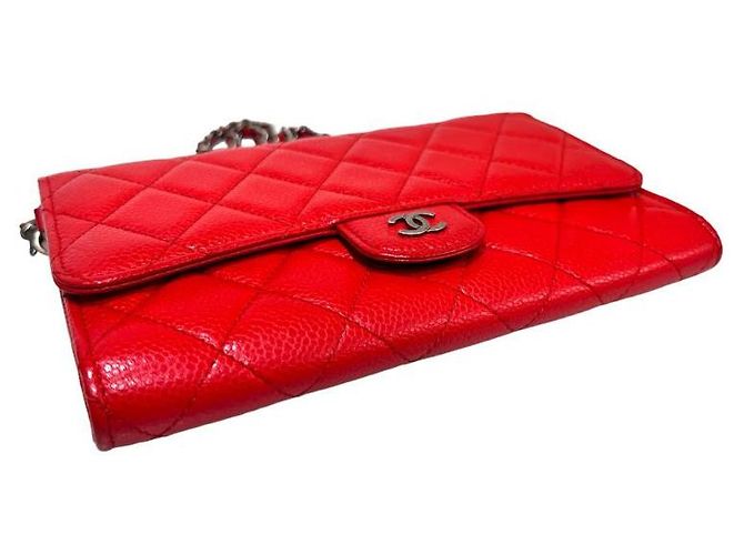 Chanel Damentasche Caviar Flap WOC aus antikem Stahlrot - Ansicht 5