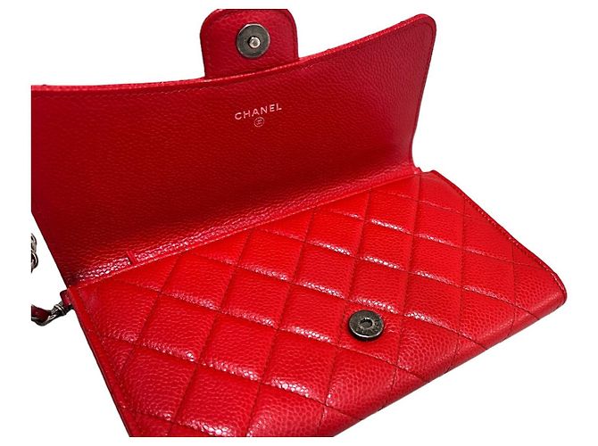 Chanel Damentasche Caviar Flap WOC aus antikem Stahlrot - Ansicht 7