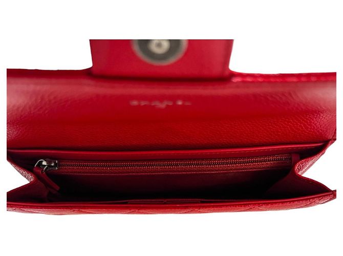 Chanel Damentasche Caviar Flap WOC aus antikem Stahlrot - Ansicht 8