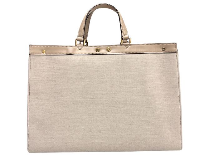 Fendi Borsa Tote e Borsa a Spalla FF Peekaboo in Tessuto Bianco - vista 4