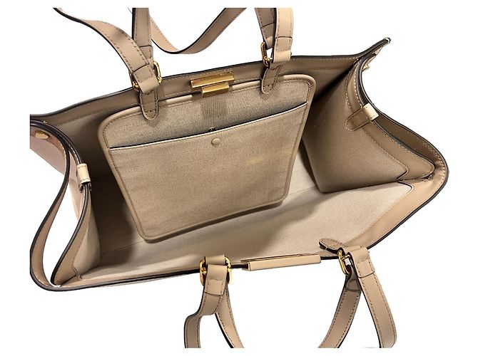 Fendi Borsa Tote e Borsa a Spalla FF Peekaboo in Tessuto Bianco - vista 8