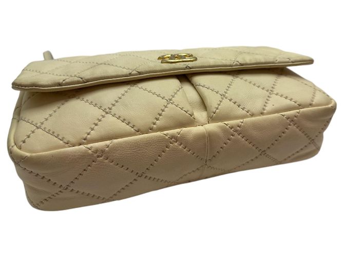 Chanel Wild Stitch Schultertasche mit Klappe und zwei Taschen in Elfenbein Weiß - Ansicht 5