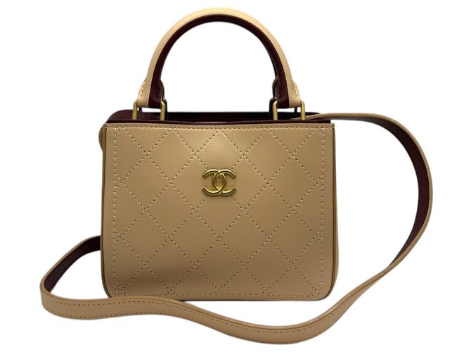 Chanel Mini Tote Bag mit Griff aus Bullskin in Beige der Saison Braun - Ansicht 8