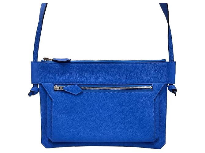 Hermès Borsa a spalla ultra piatta con stampa Togo Blu - vista 2