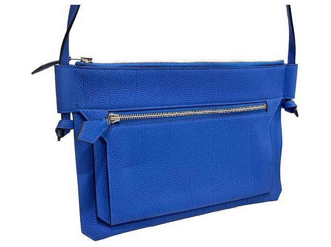 Hermès Borsa a spalla ultra piatta con stampa Togo Blu - vista 3