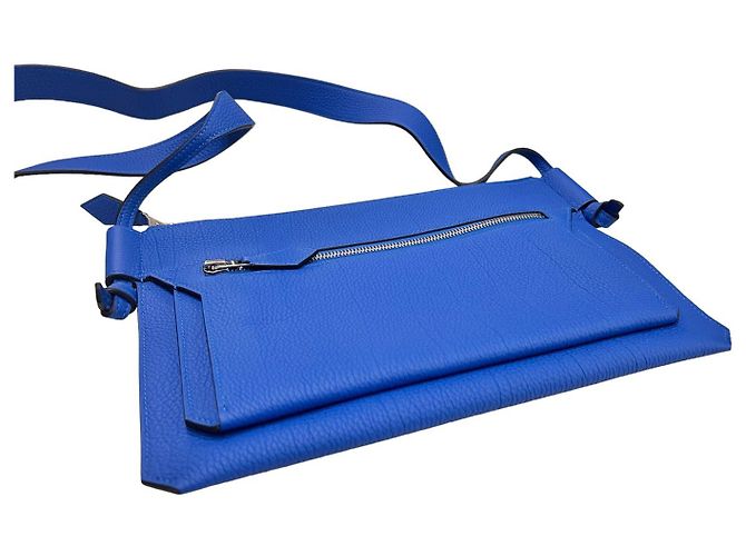 Hermès Borsa a spalla ultra piatta con stampa Togo Blu - vista 4