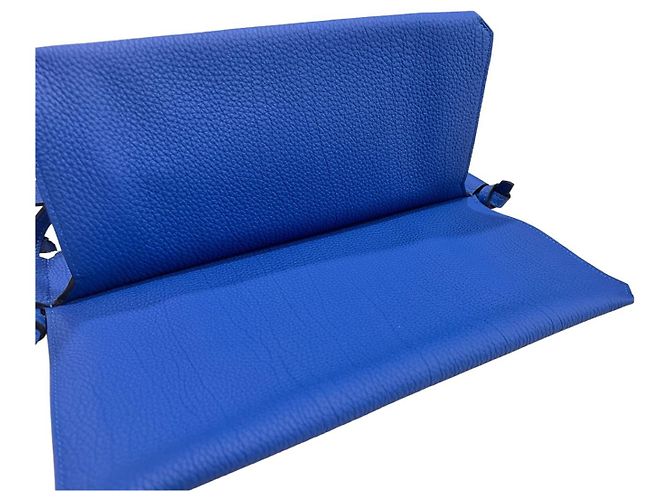 Hermès Borsa a spalla ultra piatta con stampa Togo Blu - vista 5
