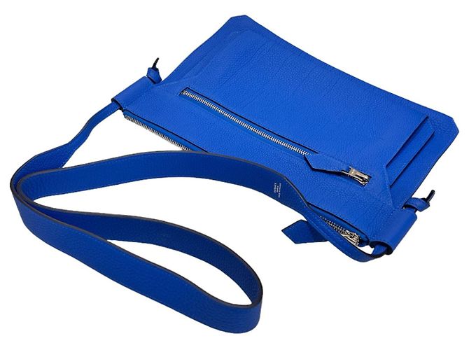 Hermès Borsa a spalla ultra piatta con stampa Togo Blu - vista 6