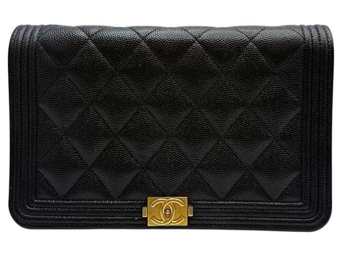 Chanel Borsa a tracolla Caviar Boy WOC Catena Nero Oro - vista 2