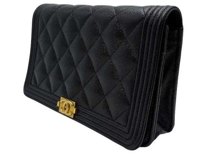 Chanel Borsa a tracolla Caviar Boy WOC Catena Nero Oro - vista 3