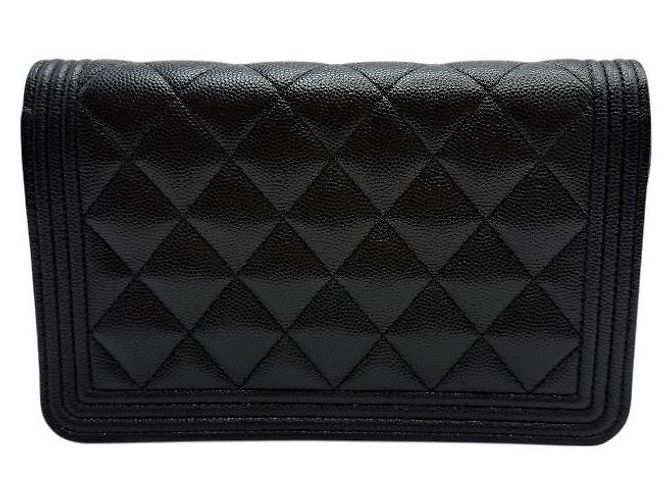 Chanel Borsa a tracolla Caviar Boy WOC Catena Nero Oro - vista 4