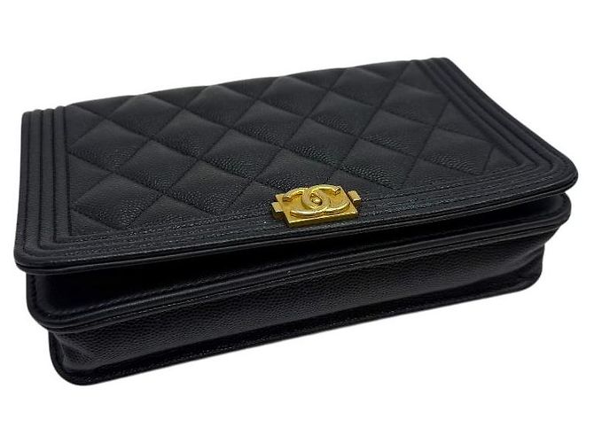 Chanel Borsa a tracolla Caviar Boy WOC Catena Nero Oro - vista 5