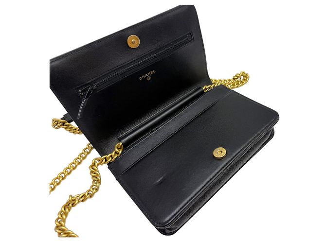Chanel Borsa a tracolla Caviar Boy WOC Catena Nero Oro - vista 7