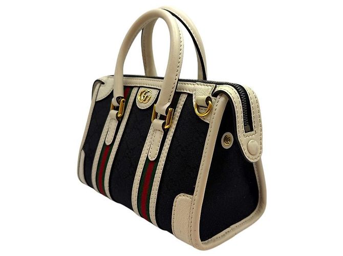 Gucci Borsa Tote Mini Bauletto Top Handle GG Bianco - vista 3