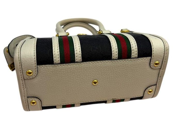 Gucci Borsa Tote Mini Bauletto Top Handle GG Bianco - vista 5