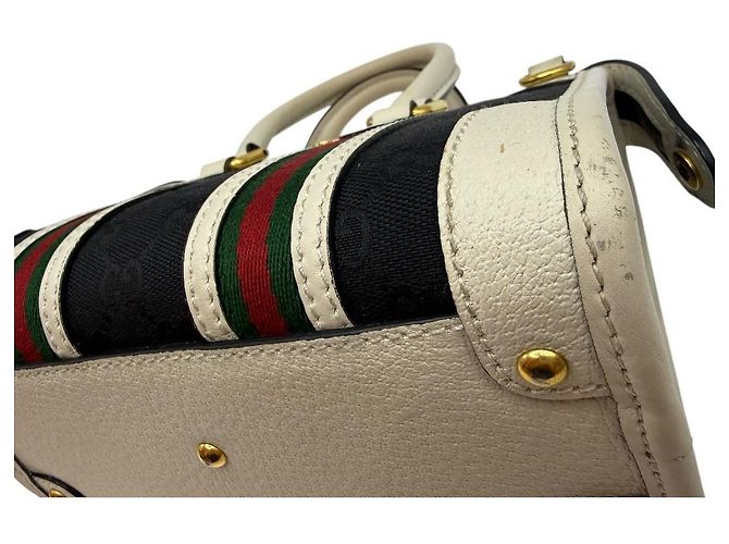 Gucci Borsa Tote Mini Bauletto Top Handle GG Bianco - vista 7