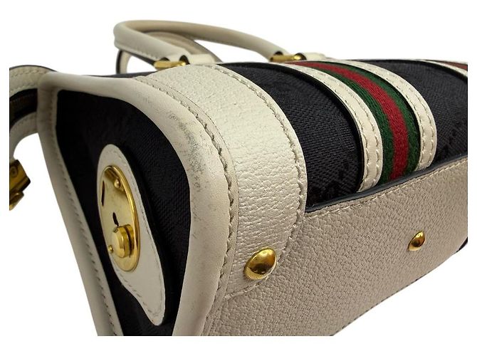 Gucci Borsa Tote Mini Bauletto Top Handle GG Bianco - vista 8