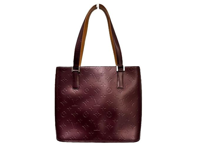 Louis Vuitton Borsa Tote Stockton Monogram Bordeaux Rosso - vista 4