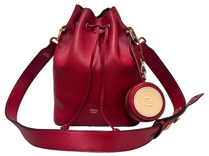 Fendi Borsa a secchiello in pelle Montrezo Rosso - vista 2
