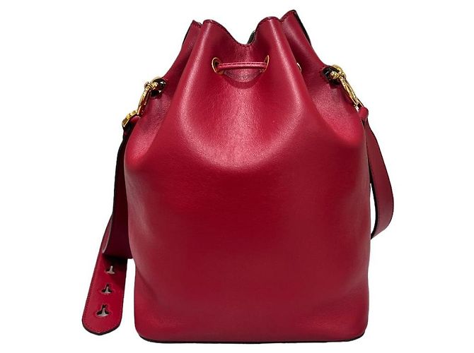 Fendi Borsa a secchiello in pelle Montrezo Rosso - vista 4