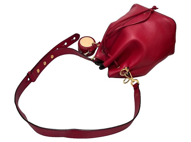 Fendi Borsa a secchiello in pelle Montrezo Rosso - vista 5