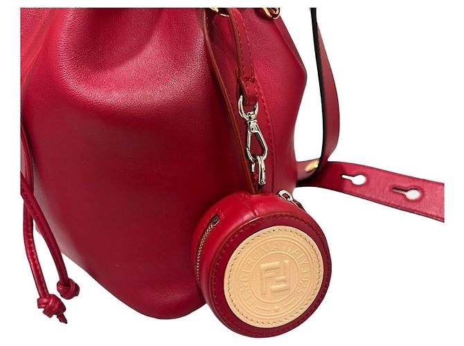 Fendi Borsa a secchiello in pelle Montrezo Rosso - vista 7
