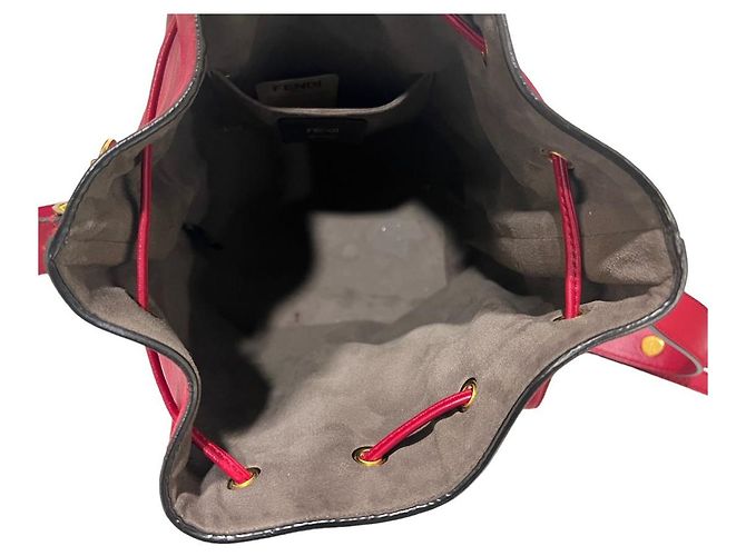 Fendi Borsa a secchiello in pelle Montrezo Rosso - vista 8