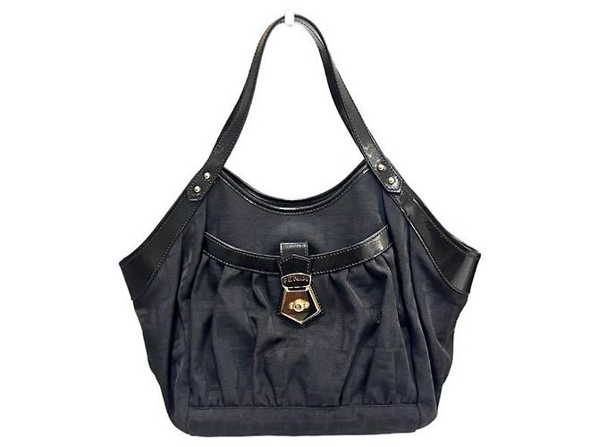 Fendi FF Logo Juka Canvas Tote Bag Schwarz - Ansicht 2