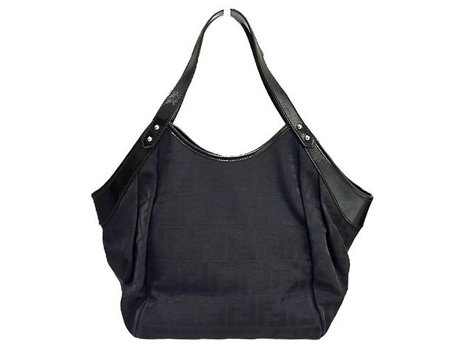 Fendi FF Logo Juka Canvas Tote Bag Schwarz - Ansicht 4