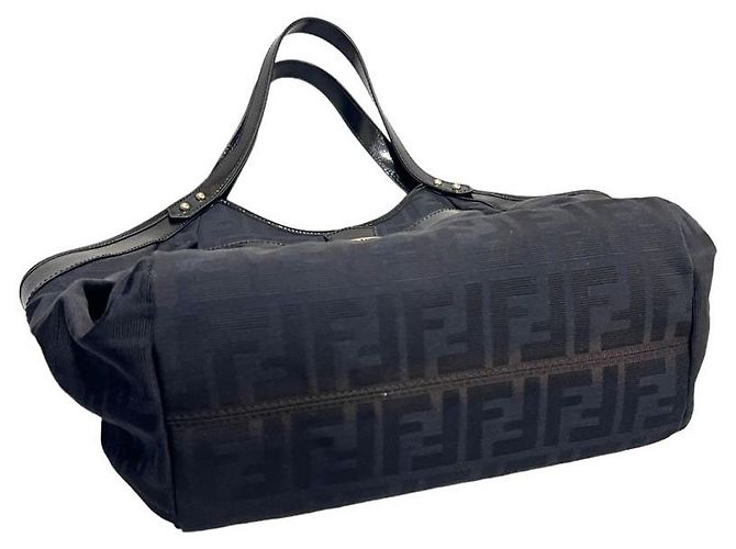 Fendi FF Logo Juka Canvas Tote Bag Schwarz - Ansicht 5