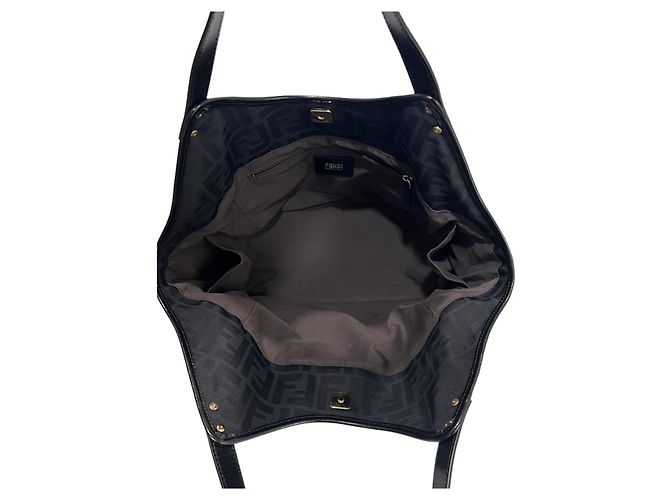 Fendi FF Logo Juka Canvas Tote Bag Schwarz - Ansicht 7