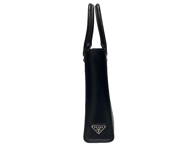 Prada Triangle Logo Leather Mini Crossbody Bag Black - view 5