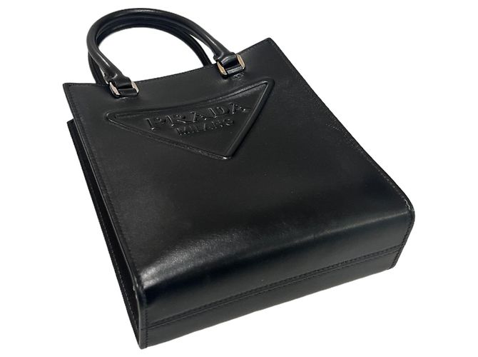 Prada Triangle Logo Leather Mini Crossbody Bag Black - view 6