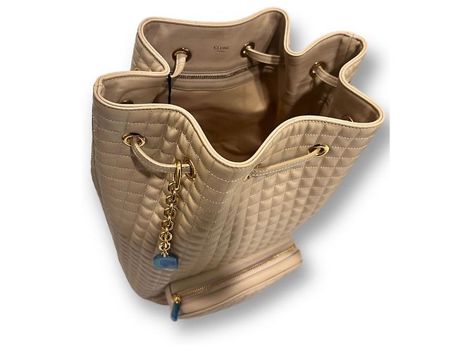 Céline Quilted Medium Women's Backpack Brown - view 6