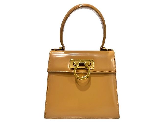 Salvatore Ferragamo Borsa Tote Gancini Kelly Small Camel Marrone - vista 2