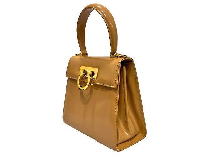 Salvatore Ferragamo Borsa Tote Gancini Kelly Small Camel Marrone - vista 3