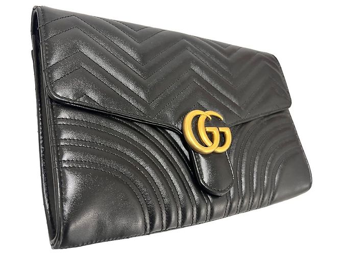 Gucci Clutch GG Marmont Matelassé Nero - vista 5