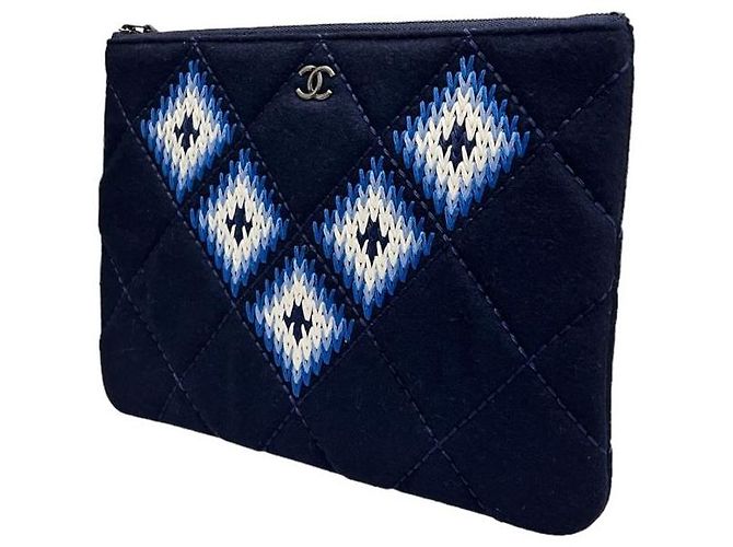Chanel Clutch in feltro da donna Okase - Blu navy - vista 3