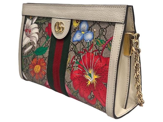 Gucci Borsa a Spalla Ophidia Small Bloom Bianco - vista 3