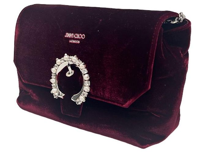 Jimmy Choo Mini borsa a tracolla in velluto Soft Madeleines Rosso - vista 3