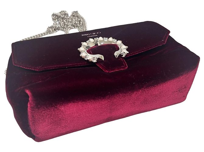 Jimmy Choo Mini borsa a tracolla in velluto Soft Madeleines Rosso - vista 5