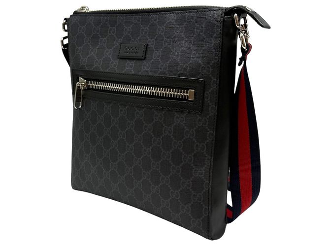 Gucci Borsa a tracolla media GG Supreme Web Stripe Nero - vista 3